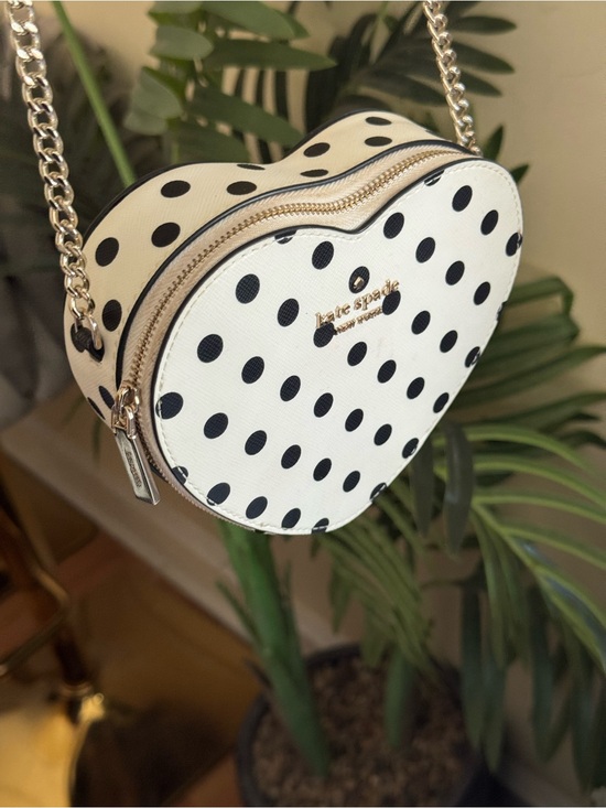 kate spade Handbags - kate spade White and Black Polka Dot Heart Crossbody Bag